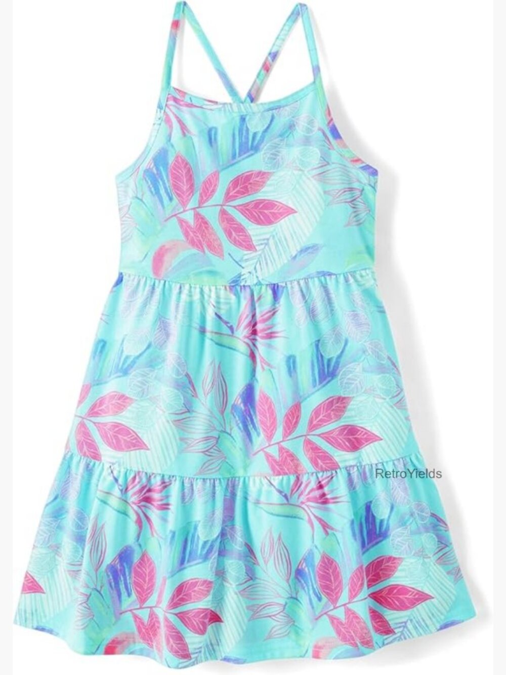 Girls Sleeveless Tiered Dress Summer Casual Cotton Blend